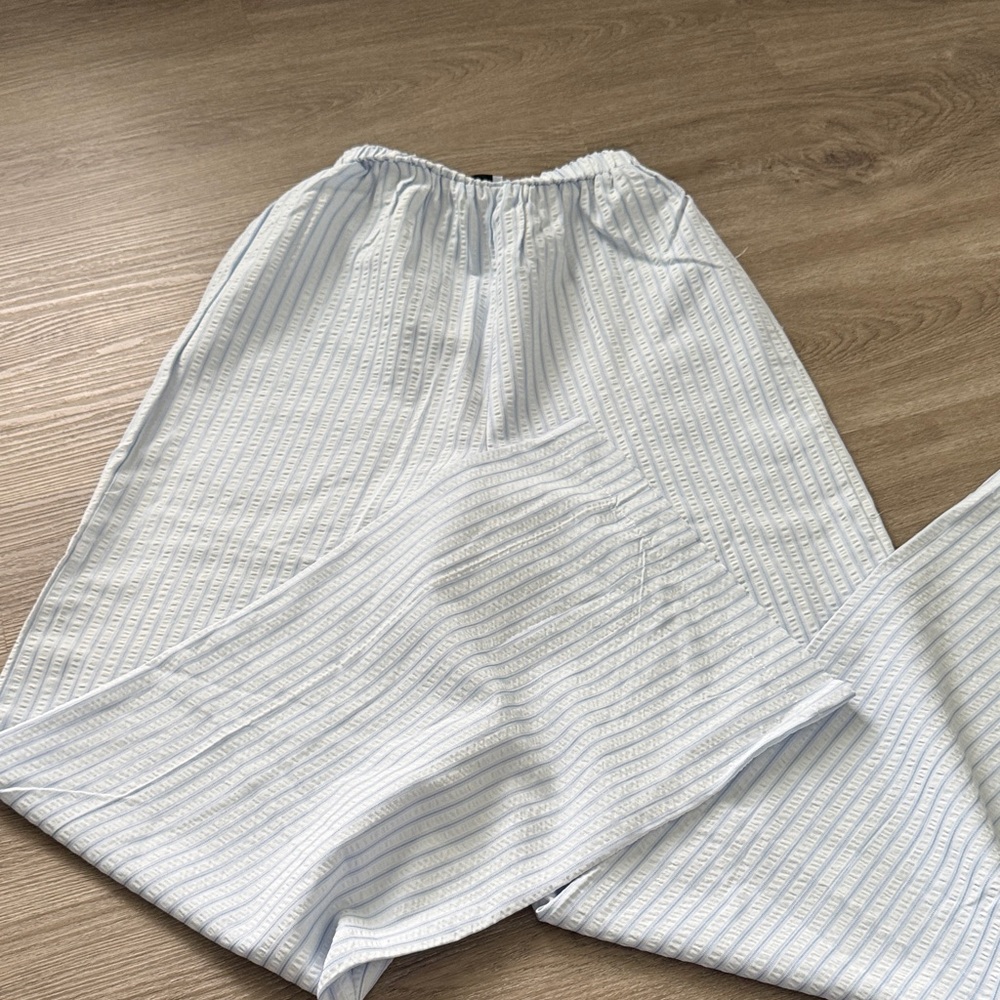 Petal & Pup Blue Striped Wide Leg Pants